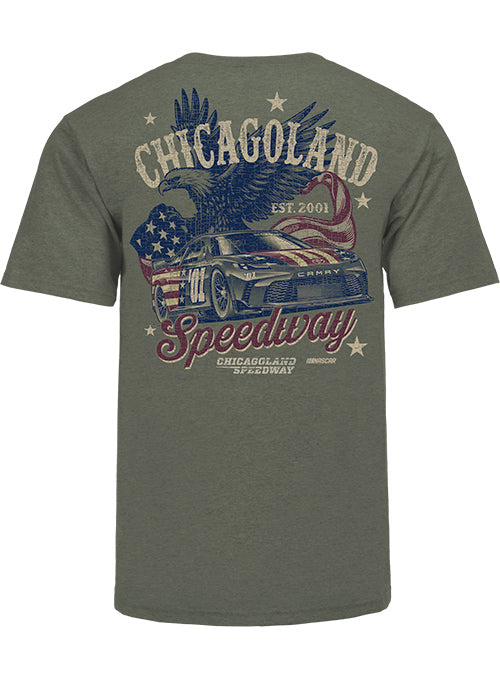 Chicagoland Speedway Americana T-Shirt in Green - Back View