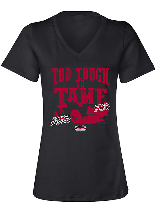 Ladies Darlington Raceway "Too Tough to Tame" Tee in Black - Front View