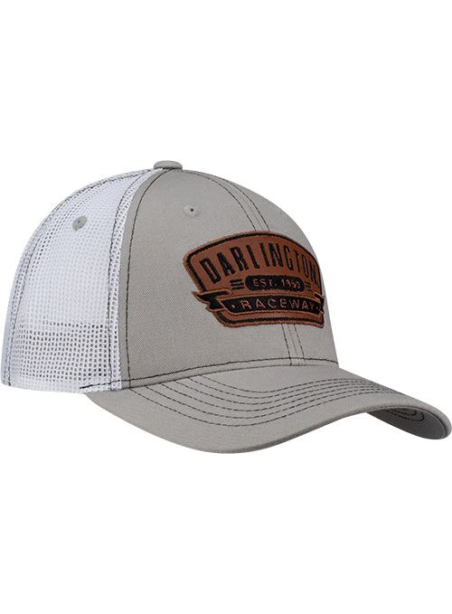 Darlington Raceway Leather Patch Hat In Grey - Angled Right Side View