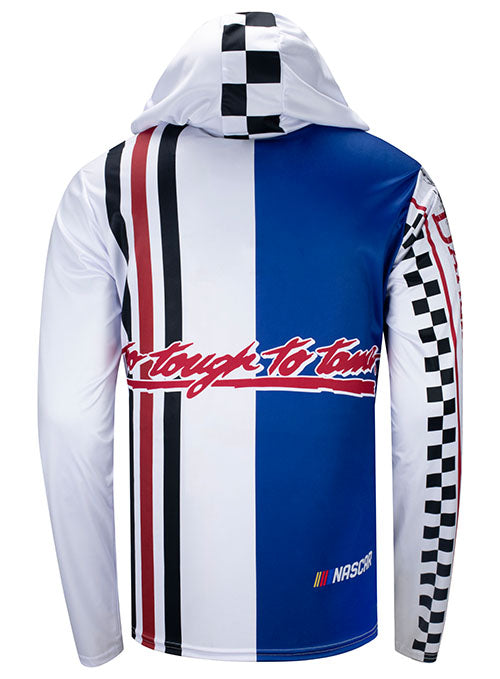Darlington Throwback Firesuit Hooded Long Sleeve T-Shirt in White - Back View