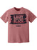 Darlington Raceway Lady in Black T-Shirt in Red - Front View