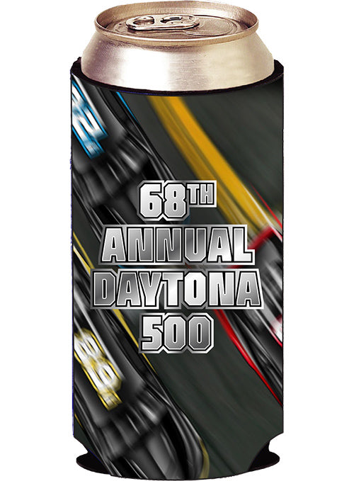 2026 Daytona 500 "68th Annual" 16 Oz. Can Cooler In Black & Grey - Side View 1