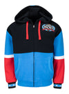 2024 Daytona 500 Logo Drop Full Zip Hoodie in Red, White, Black and Blue - Front View