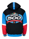 2024 Daytona 500 Logo Drop Full Zip Hoodie in Red, White, Black and Blue - Back View