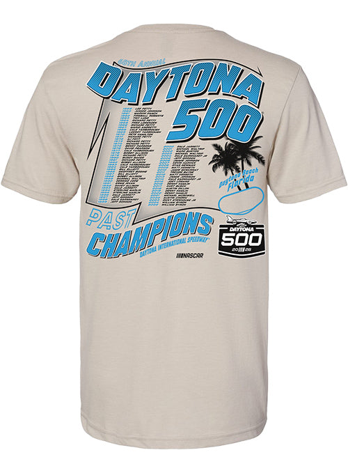 2026 Daytona 500 Past Champs T-Shirt In Tan & Blue - Back View