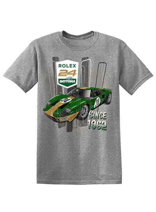 2024 Rolex 24 Retro Car T-Shirt in Grey - Front View