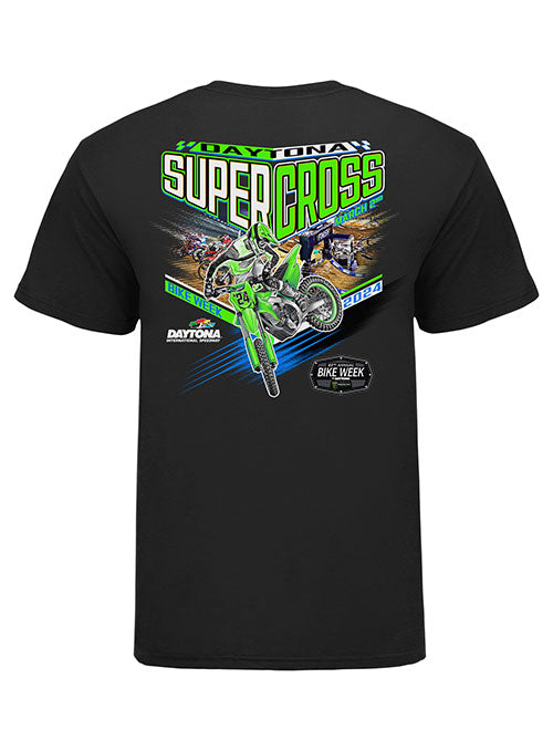 2024 Daytona Supercross Event T-Shirt in Black - Back View