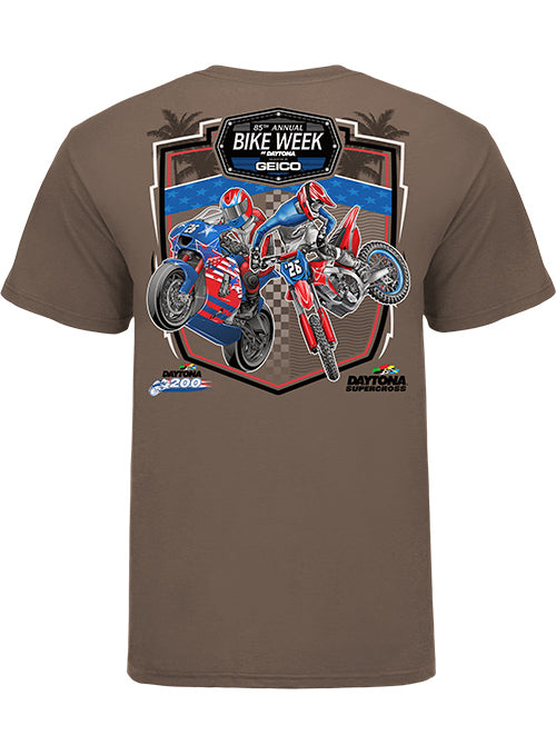 2026 Bike Week Daytona 200/Supercross T-Shirt In Brown - Back View