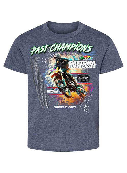 2024 Youth Supercross Past Champs T-Shirt in Grey - Front View
