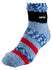 Ladies Daytona Fuzzy Sock in Red, White, Blue, and Black - Angled Left Side View