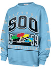 Ladies Daytona International Speedway Oversized Crewneck in Blue - Front View
