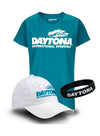 Ladies Daytona International Speedway Hat/Tee Combo - Full Combo View