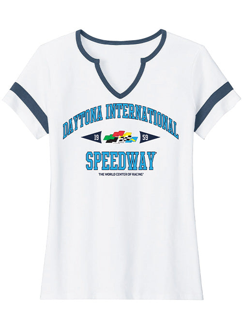 2026 Ladies Daytona International Speedway Collegiate T-Shirt In White - Front View