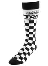 Daytona Checkered Knee High Sock in Black and White - Angled Left Side View