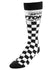 Daytona Checkered Knee High Sock in Black and White - Angled Left Side View