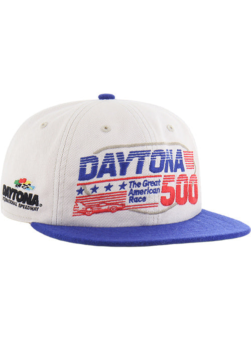 Daytona 500 Fieldstone Captain Hat In White, Blue & Red - Front Right View