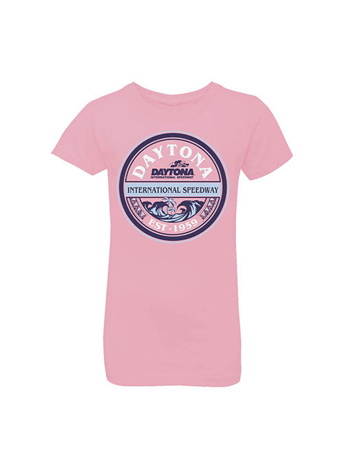 Youth Girls Daytona 'Beach Life' T-Shirt in Pink - Front View