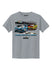 2026 Youth Daytona International Speedway Blurred Cars T-Shirt In Grey - Front View