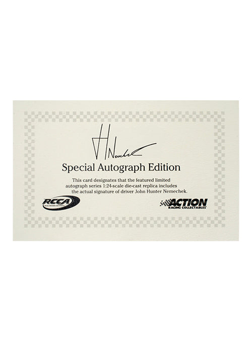 2026 John Hunter Nemechek Autographed Dollar Tree 1:24 Diecast - Certificate view
