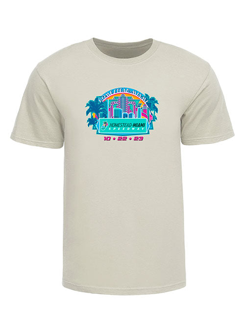 2023 Homestead-Miami Cup Series Natural Tan Event T-Shirt in Tan - Front View