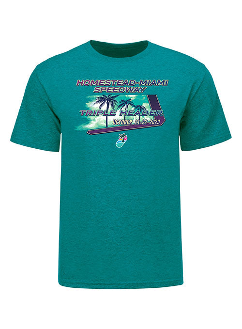 2023 Homestead-Miami Cup Series Antique Jade Triple Header T-Shirt - Front View