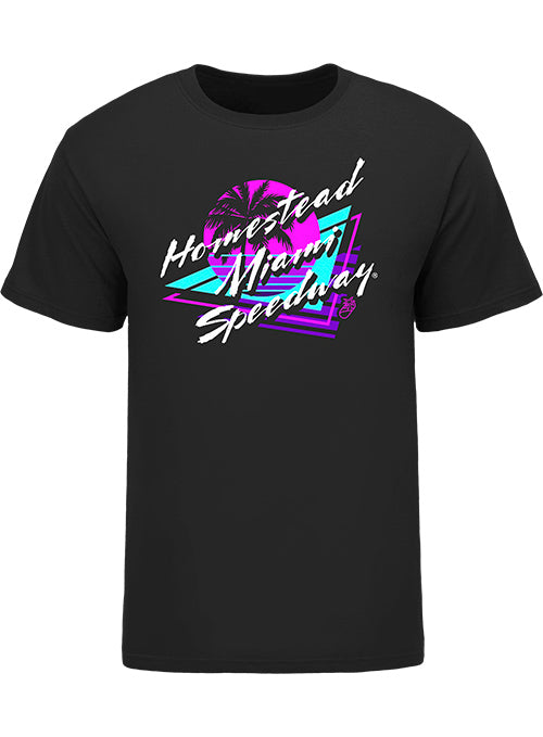 Homestead-Miami Speedway Collegiate Style Black T-Shirt - Front View