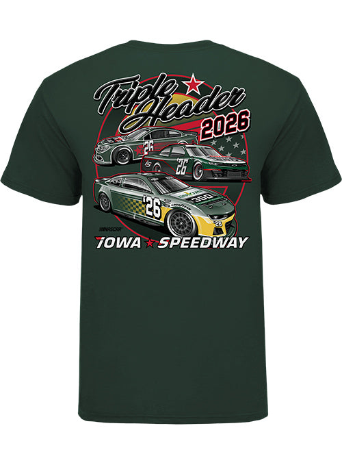 2026 Iowa Speedway Triple Header T-Shirt in Green - Back View