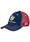 Iowa Tonal Americana Hat in Blue and Red - Angled Left Side View