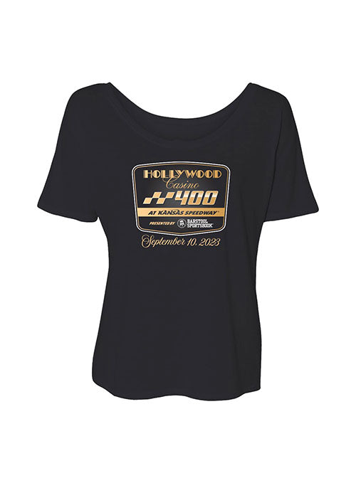 2023 Hollywood Casino 400 Ladies Event T-Shirt in Black - Front View
