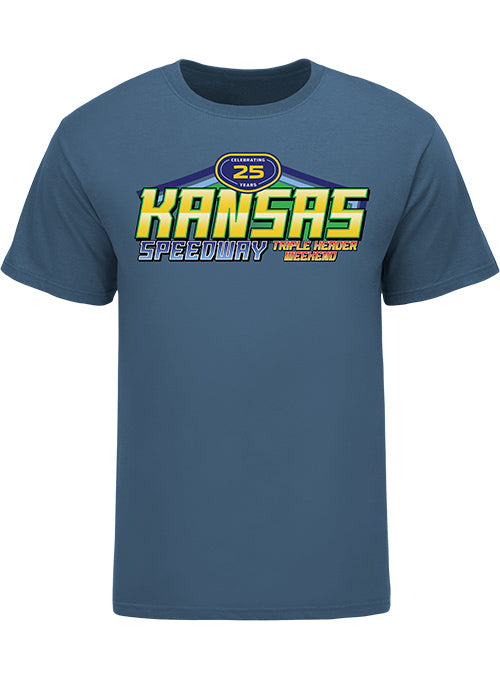 2026 Kansas Speedway Triple Header T-Shirt in Blue - Front View