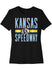 Ladies Kansas Speedway Collegiate Tee in Black - Front View