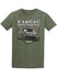 Kansas Americana Camo Car T-Shirt In Green - Front View