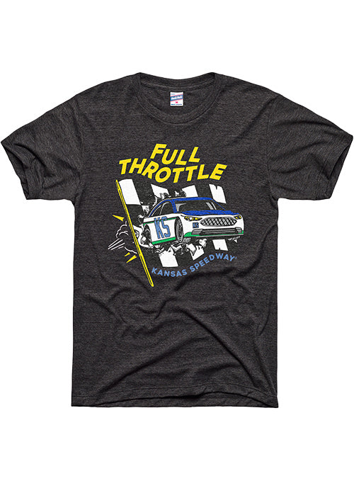 Kansas Speedway Charlie Hustle Full Throttle T-Shirt in Black - Front View