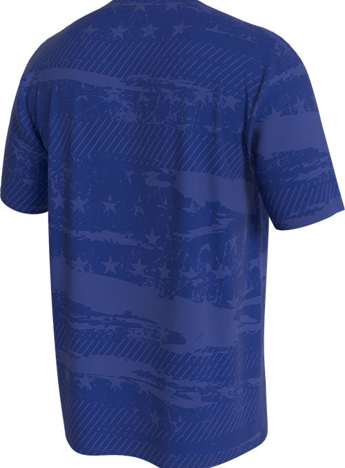Kansas Speedway Sublimated Patriotic T-Shirt in Blue - Back view