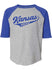 Youth Kansas Speedway Tailsweep Baseball Raglan T-Shirt In Grey & Blue - Front View
