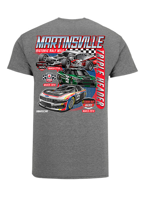 2026 Martinsville Speedway Triple Header T-Shirt in Grey - back view