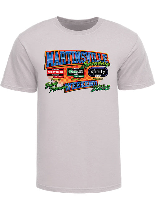 2026 Martinsville Speedway Triple Header Grey T-Shirt - Front View