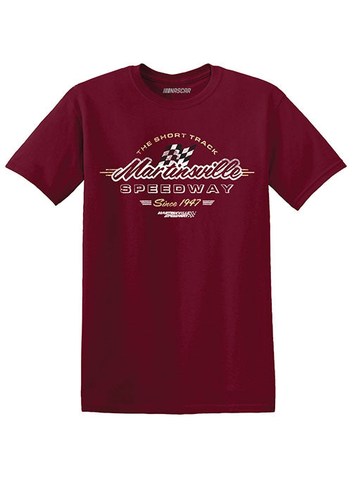 Martinsville Speedway Vintage Text T-Shirt in Red - Front View