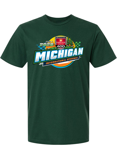 2026 Men's Michigan International Speedway Firekeepers Casino Tee in Green - Front View