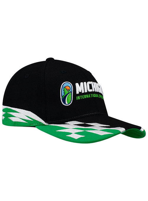 Michigan Checkered Hat in Black and Green - Angled Right Side View