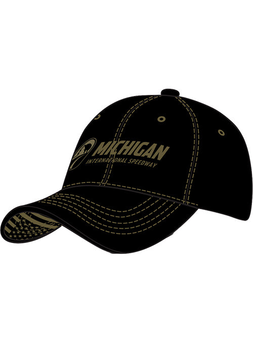 Michigan International Speedway Military Americana Hat in Black - Front Left View