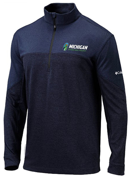 Michigan Columbia Home Course 1/4 Zip Jacket in Blue - Front View