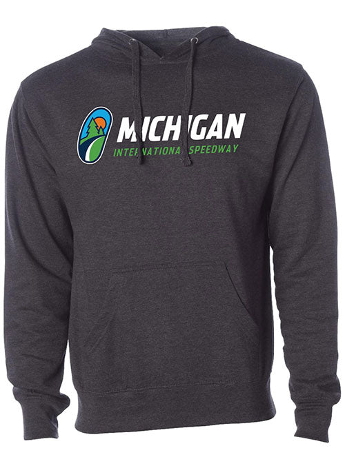 Michigan Track Logo Hooded Sweatshirt in Grey - Front View