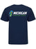 Michigan Track Logo T-Shirt in Blue - Back View