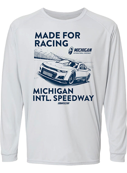 Michigan International Speedway Long Sleeve Performance Shirt in White - Front View