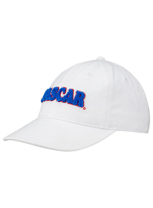 Ladies NASCAR Chenille Hat in White - Angled Left Side View