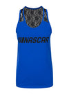 Ladies NASCAR Lace Tank Top in Blue - Front View