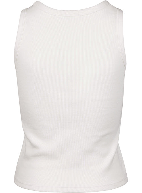 Ladies NASCAR Baby Rib Tank Top in White - Back View