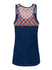 Ladies NASCAR USA Checkered Lace Tank Top in blue - Back View