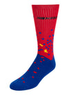 NASCAR Spray Zone Socks in Red and Blue - Angled Left Side View